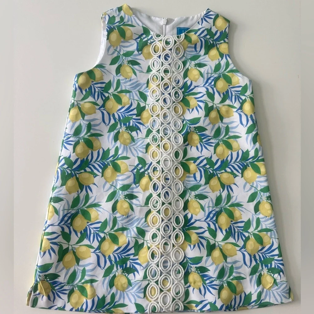 Girls Lemon Print Sleeveless Dress Perfect for a European or Coastal Vacay